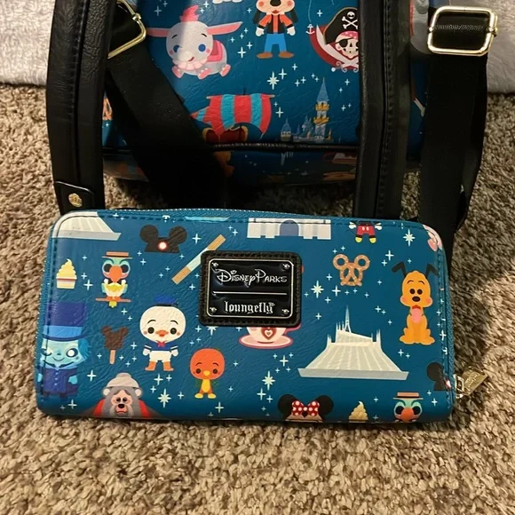 Disney Parks Loungefly Mini Backpack & Matching Wallet - WDW Parks Retro Design - Picture 14 of 16